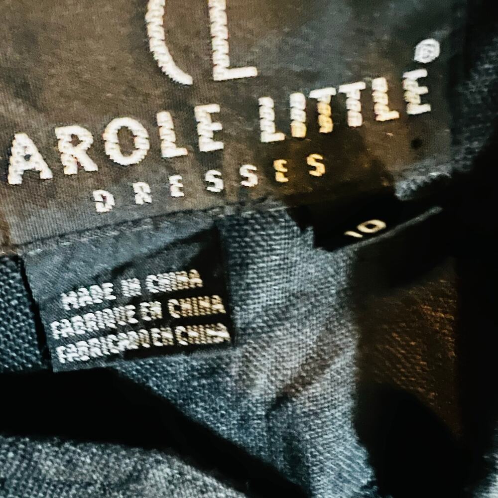 Carole Little Black Linen Button Down Dress Size 10 - Picture 3 of 8